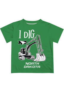 North Dakota Fighting Hawks Toddler Green Excavator Short Sleeve T-Shirt