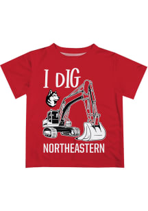Northeastern Huskies Toddler Red Excavator Short Sleeve T-Shirt