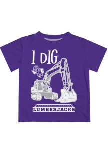 SFA Lumberjacks Toddler Purple Excavator Short Sleeve T-Shirt