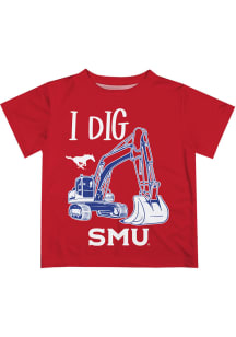 SMU Mustangs Toddler Red Excavator Short Sleeve T-Shirt