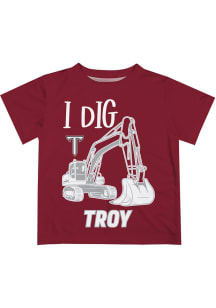 Troy Trojans Toddler Maroon Excavator Short Sleeve T-Shirt