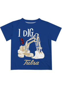Vive La Fete Tulsa Golden Hurricane Toddler Blue Excavator Short Sleeve T-Shirt