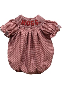 Vive La Fete Arkansas Razorbacks Baby Girls Cardinal Emma bubble romper Short Sleeve Dress