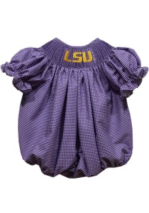 Vive La Fete LSU Tigers Baby Girls Purple Emma bubble romper Short Sleeve Dress