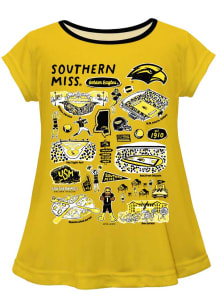 Vive La Fete Southern Mississippi Golden Eagles Infant Girls Impressions Short Sleeve T-Shirt Gold