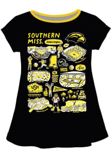 Vive La Fete Southern Mississippi Golden Eagles Infant Girls Impressions Short Sleeve T-Shirt Blac..