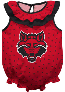 Vive La Fete Arkansas State Red Wolves Baby Red Ruffle Short Sleeve One Piece