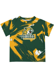 Northern Michigan Wildcats Toddler Green Paint Brush Short Sleeve T-Shirt