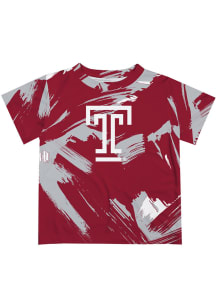 Temple Owls Toddler Red Paint Brush Short Sleeve T-Shirt