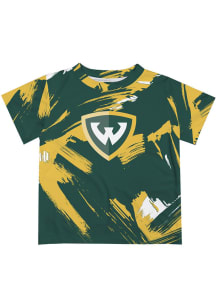 Wayne State Warriors Toddler Green Paint Brush Short Sleeve T-Shirt