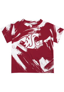 Washington State Cougars Toddler Red Paint Brush Short Sleeve T-Shirt