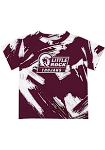 Vive La Fete U of A at Little Rock Trojans Youth Maroon Paint Brush Short Sleeve T-Shirt