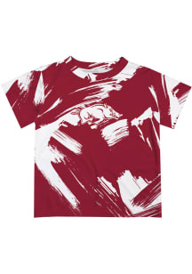 Arkansas Razorbacks Youth Red Paint Brush Short Sleeve T-Shirt