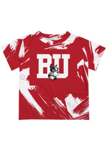 Boston Terriers Youth Red Paint Brush Short Sleeve T-Shirt