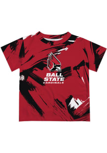 Ball State Cardinals Youth Red Paint Brush Short Sleeve T-Shirt