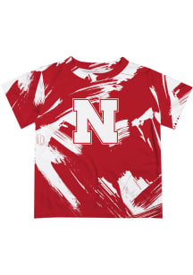 Nebraska Cornhuskers Youth Red Paint Brush Short Sleeve T-Shirt