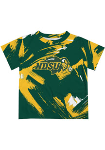North Dakota State Bison Youth Green Paint Brush Short Sleeve T-Shirt