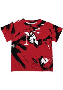 Northeastern Huskies Youth Red Paint Brush Short Sleeve T-Shirt