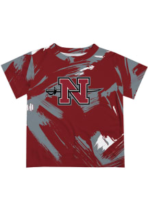 Nicholls State Colonels Youth Red Paint Brush Short Sleeve T-Shirt