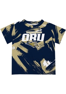 Oral Roberts Golden Eagles Youth Navy Blue Paint Brush Short Sleeve T-Shirt