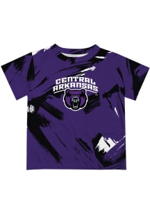 Central Arkansas Bears Youth Purple Paint Brush Short Sleeve T-Shirt