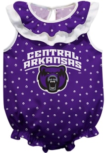 Vive La Fete Central Arkansas Bears Baby Purple Ruffle Short Sleeve One Piece
