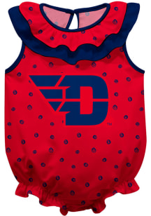 Dayton Flyers Baby Red Ruffle Short Sleeve One Piece