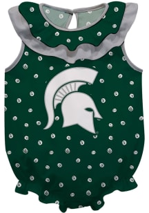 Michigan State Spartans Baby Green Abby Swirl Short Sleeve One Piece