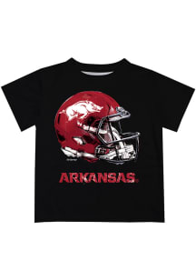 Arkansas Razorbacks Youth Black Helmet Short Sleeve T-Shirt