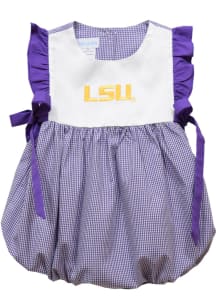 LSU Tigers Baby Girls Purple Bessie bubble romper Short Sleeve Dress
