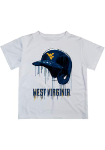 West Virginia Mountaineers Toddler White Dripping Helmet Short Sleeve T-Shirt