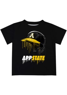 Appalachian State Mountaineers Youth Black Dripping Helmet Short Sleeve T-Shirt