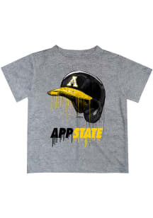 Appalachian State Mountaineers Youth Grey Dripping Helmet Short Sleeve T-Shirt