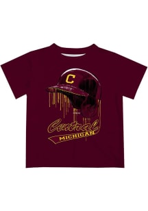 Central Michigan Chippewas Youth Maroon Dripping Helmet Short Sleeve T-Shirt