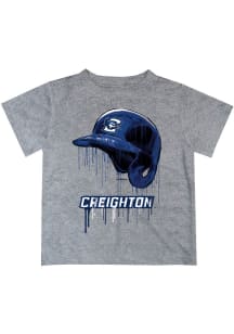Creighton Bluejays Youth Grey Dripping Helmet Short Sleeve T-Shirt