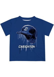 Creighton Bluejays Youth Blue Dripping Helmet Short Sleeve T-Shirt