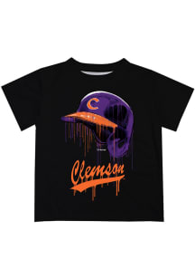 Clemson Tigers Youth Black Dripping Helmet Short Sleeve T-Shirt
