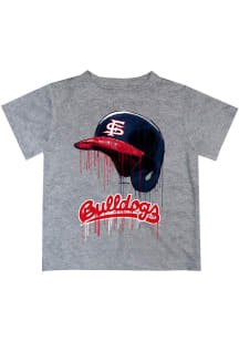 Fresno State Bulldogs Youth Grey Dripping Helmet Short Sleeve T-Shirt
