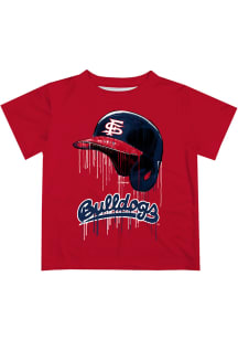 Fresno State Bulldogs Youth Red Dripping Helmet Short Sleeve T-Shirt