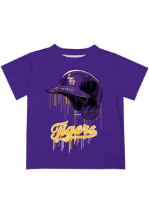 LSU Tigers Youth Purple Dripping Helmet Short Sleeve T-Shirt