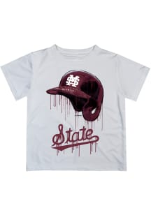 Mississippi State Bulldogs Youth White Dripping Helmet Short Sleeve T-Shirt