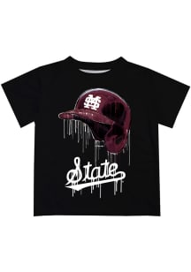 Mississippi State Bulldogs Youth Black Dripping Helmet Short Sleeve T-Shirt