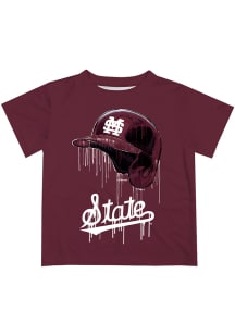 Mississippi State Bulldogs Youth Maroon Dripping Helmet Short Sleeve T-Shirt