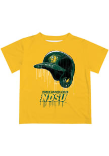 North Dakota State Bison Youth Yellow Dripping Helmet Short Sleeve T-Shirt