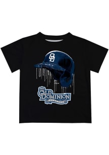 Old Dominion Monarchs Youth Black Dripping Helmet Short Sleeve T-Shirt