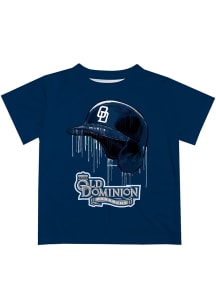 Vive La Fete Old Dominion Monarchs Youth Blue Dripping Helmet Short Sleeve T-Shirt