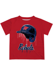 Ole Miss Rebels Youth Red Dripping Helmet Short Sleeve T-Shirt