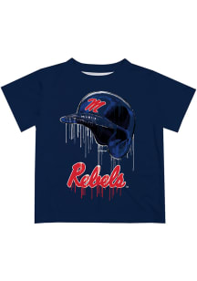 Ole Miss Rebels Youth Navy Blue Dripping Helmet Short Sleeve T-Shirt