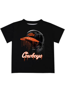 Oklahoma State Cowboys Youth Black Dripping Helmet Short Sleeve T-Shirt