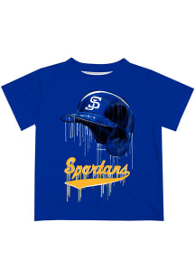San Jose State Spartans Youth Blue Dripping Helmet Short Sleeve T-Shirt